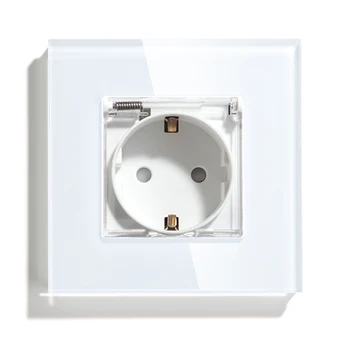 

BSEED Waterproof Wall Socket EU Standard USB White Black Golden Single Crystal Glass Panel Electrical Outlet