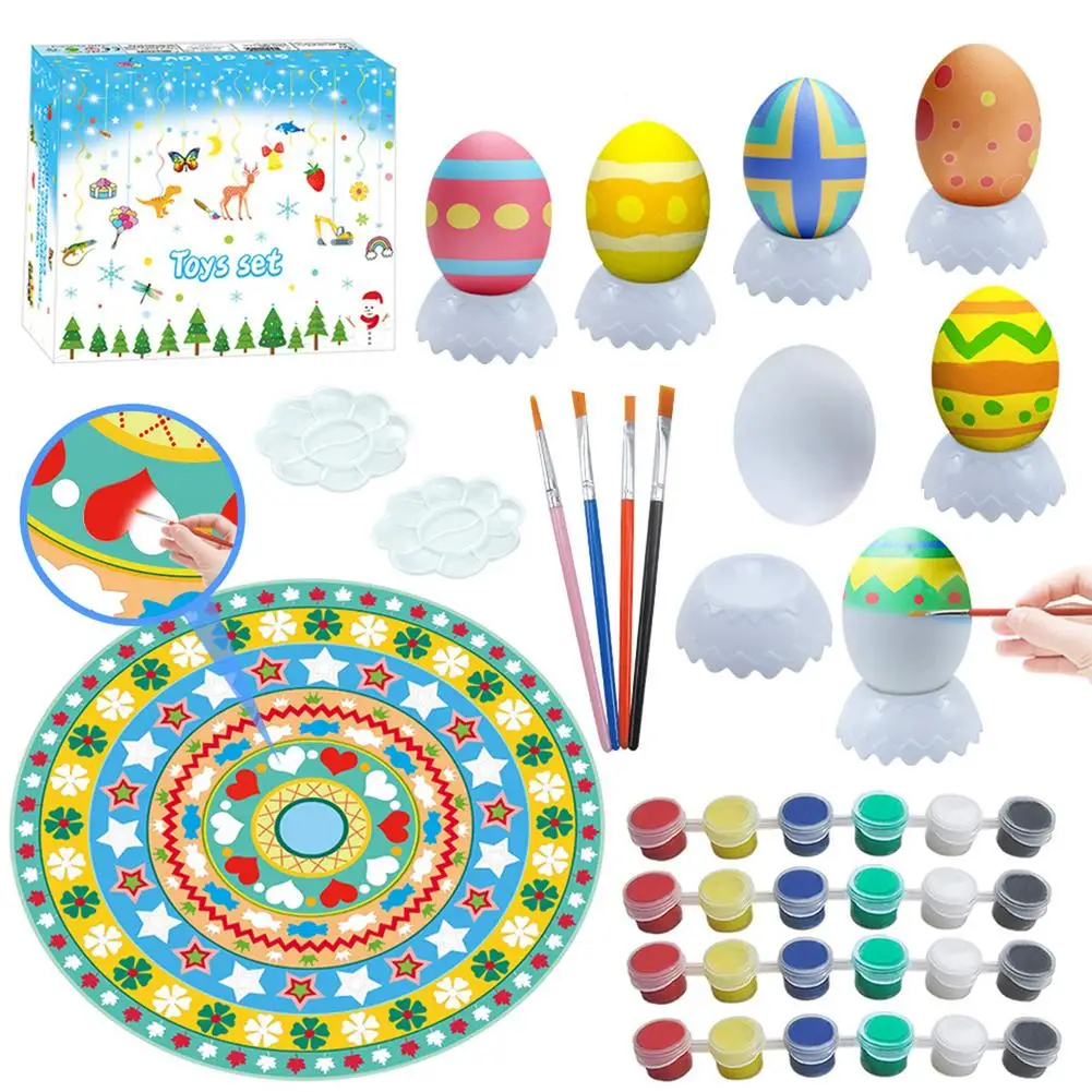 Kit de pintura de huevo de Pascua para niños de más de 4 años, Kit de artes marciales, 45 Uds.