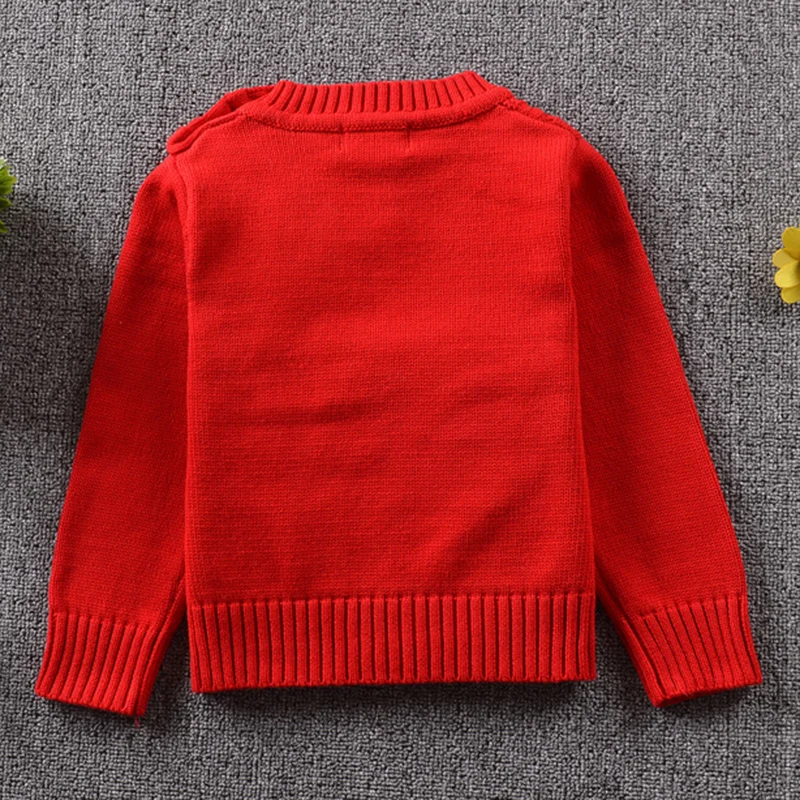 Весенне-осенние вязаные свитера с милым бантом для маленьких мальчиков и девочек детские свитера с длинными рукавами для мальчиков и девочек