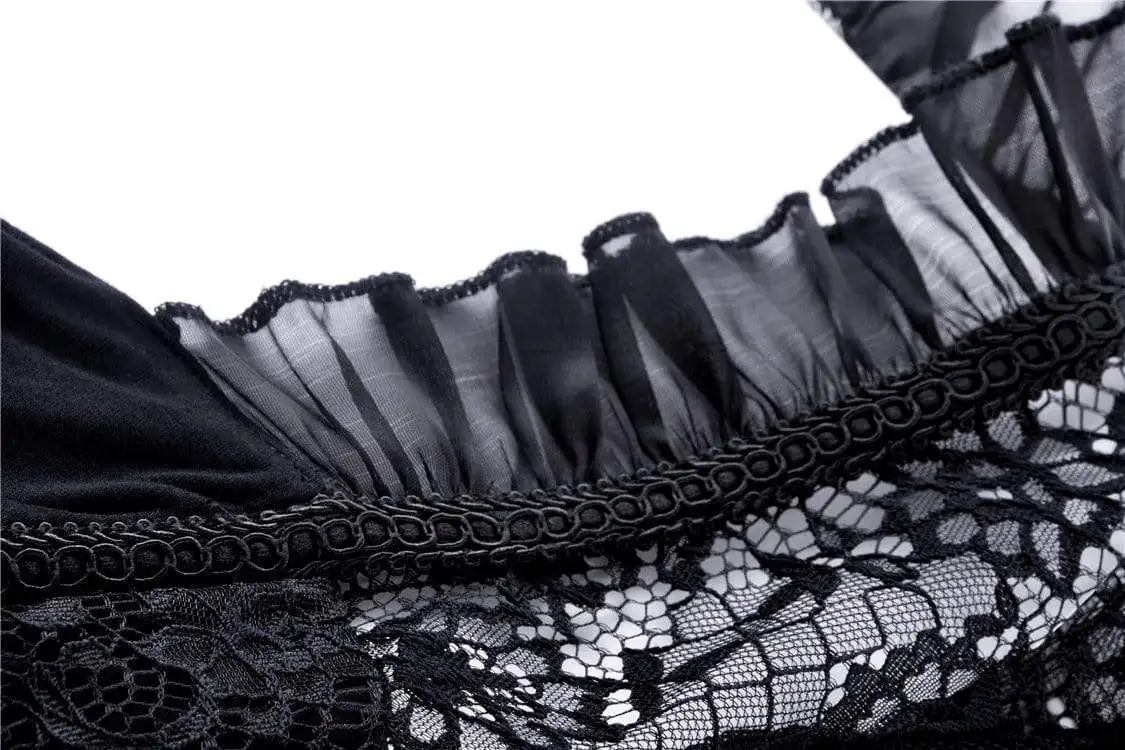 Darkinlove женские готические Ruched из тонкой ткани с цветочным кружевом с рукавами Топы TW188