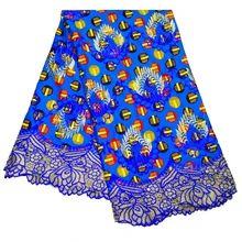 Нигерийский Анкара Африканский Воск принты ткани вышитое цветочное кружево ткань 6Yards \ lot