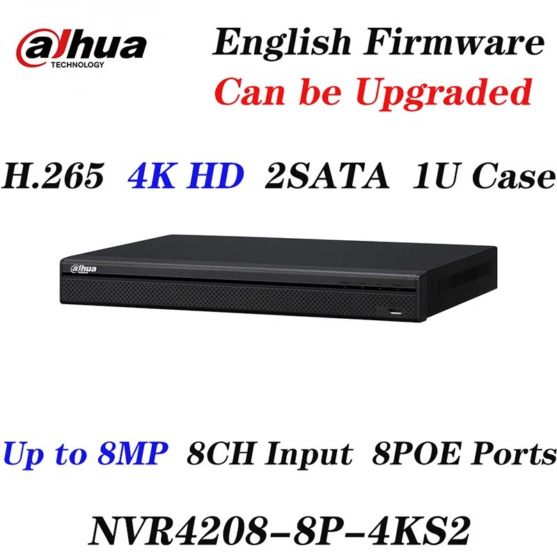 

Original Dahua Express Shipping NVR4216-16P-4kS2 NVR4232-16P-4kS2 16CH 32CH 8MP 1U 16PoE 4K and H.265 Lite network video recorde