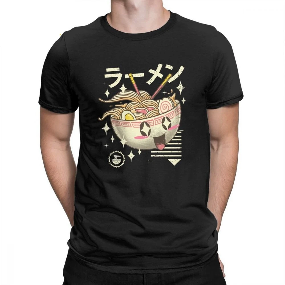 Kawaii Ramen, японская Футболка Harajuku с изображением еды, футболки с лапши, хлопок, модные футболки с коротким рукавом, Мужская Очаровательная футболка с круглым вырезом