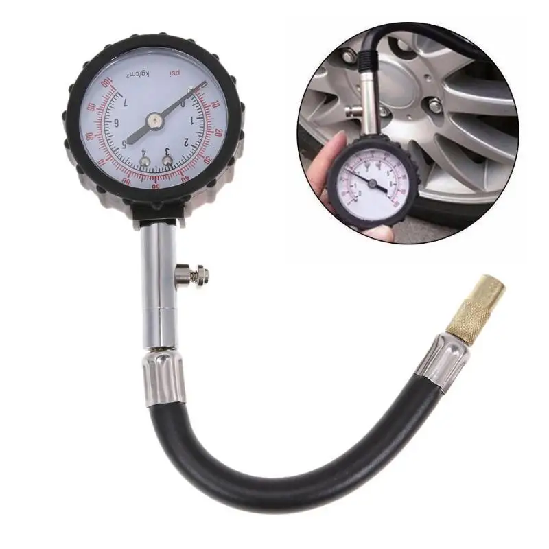 

High Precision 0-100 PSI Car Vehicle Tire Air Pressure Gauge Dial Meter Tester Tool Black Professional Manometer Barometer
