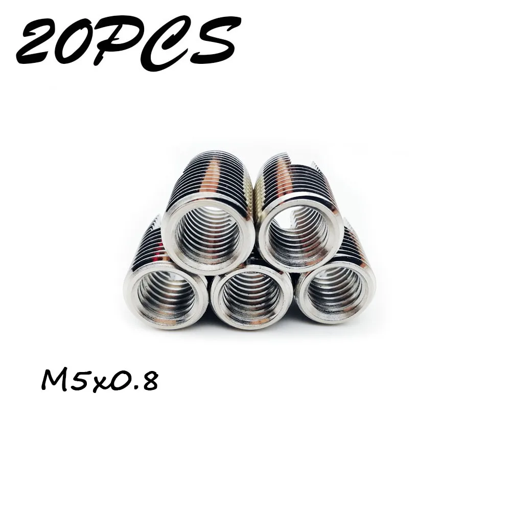 

20PCS M5-0.8 stainless steel Threaded Inserts Metal Thread Repair Insert Self Tapping Slotted Screw Threaded