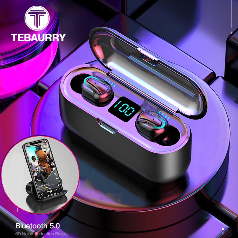 Najtaniej 2000 mAh TWS Bluetooth słuchawki 5.0 słuchawki bezprzewodowe Stereo Mini bezprzewodowe słuchawki douszne z mikrofonem LED wyświetlacz mocy Power Bank