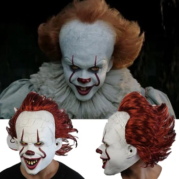

Terror Film Periphery It Chapter Two Cosplay Props Accessories Clown Pennywise Latex Mask Halloween Ghost Festival Dress Up Gift