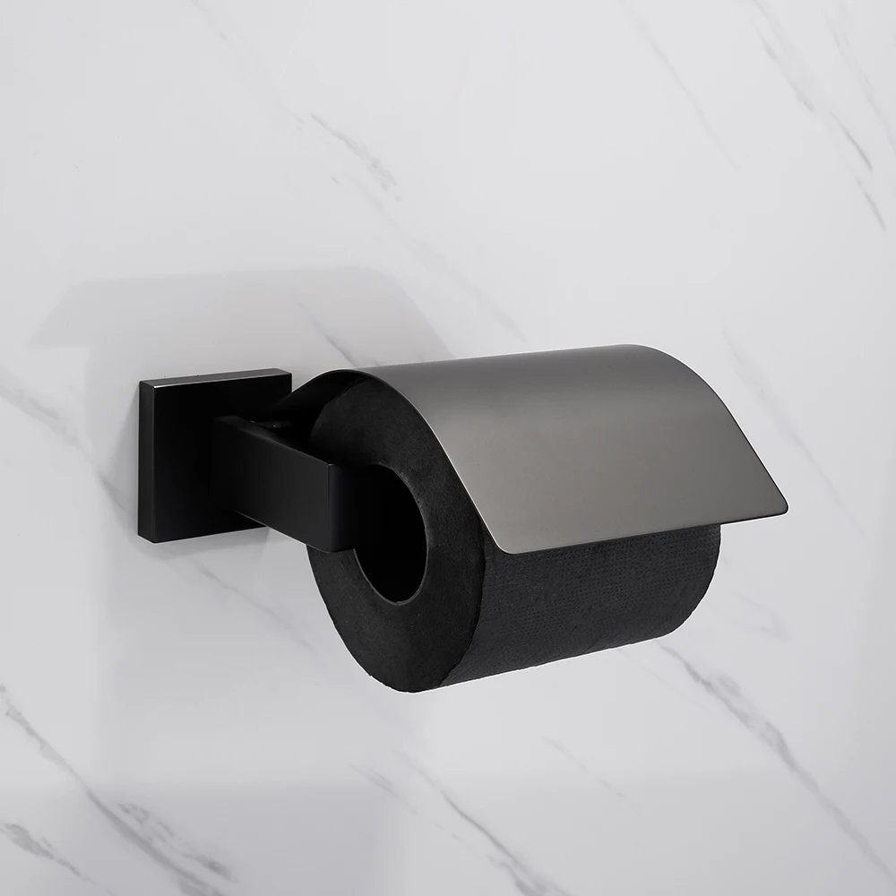 Toilet Paper Holder Bathroom Hardware Set Bathroom Hardware Accessories Clothes Hook Black Bath Hardware Set Wall-mounted Stainless Steel Clothes hook Toilet Paper Holder Towel Bar Kitchen Bathroom Accessories