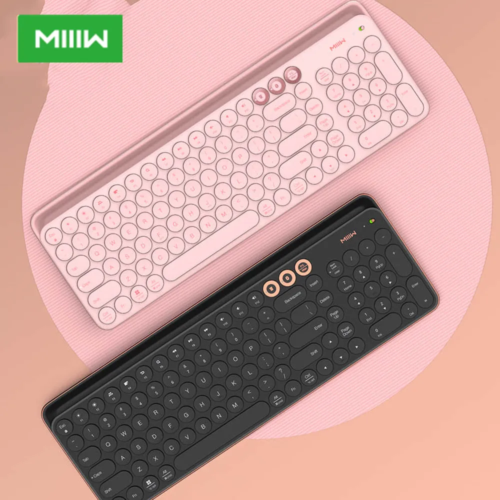 Оригинальный Miiiw Bluetooth Двухрежимная клавиатура 104 клавиши 2,4 ГГц Мульти Совместимый Беспроводной портативный для macbook клавиатура розовый|Клавиатуры|   | АлиЭкспресс - Крутые клавиатуры