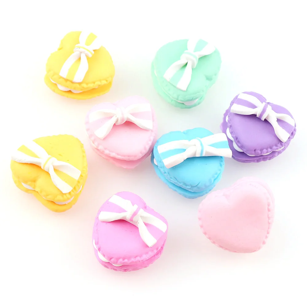 

10Pcs Mixed Colors Polymer Clay Heart Shaped With Bow Embellishments For Scrapbooking Kids DIY Accessories