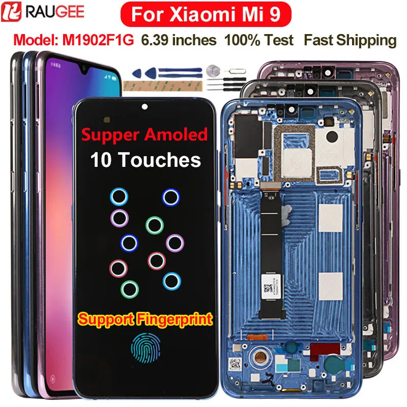 Amoled дисплей для Xiaomi Mi 9 ЖК-дисплей сенсорный экран Замена ЖК MI Mi9 M1902F1G глобальная