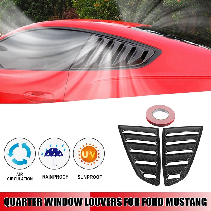 2 шт углеродного волокна вид Стиль 1/4 четверть боковое окно автомобиля колпак воздухозаборника пять слот открытое защитное жалюзи вентиляционное отверстие для Mustang