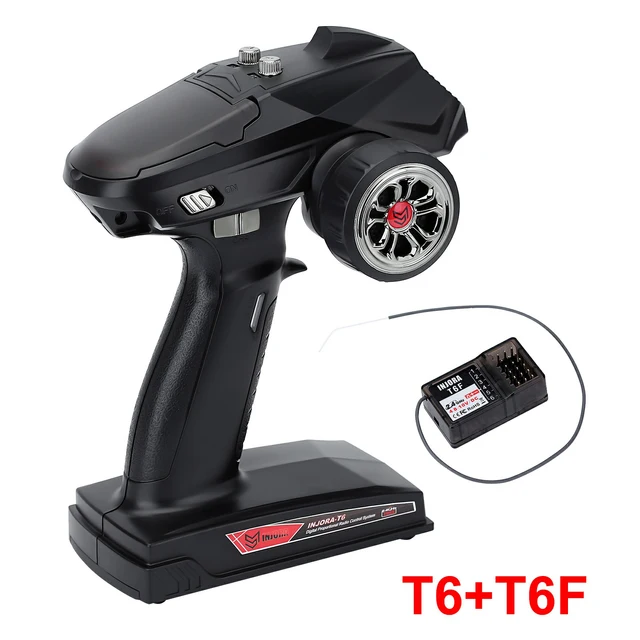 INJORA 6CH 2.4GHz Remote Control Digital Radio Transmitter with Gyro Receiver for 1/8 1/10 RC Car Boat Tank Crawler TRX4 SCX10