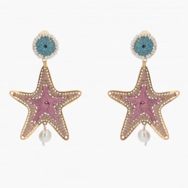 

Hand-woven colorful star earrings for women trendy charm pendant jewellery 2020 creative design boho style accessories gifts