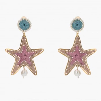 

Hand-woven colorful star earrings for women trendy charm pendant jewellery 2020 creative design boho style accessories gifts