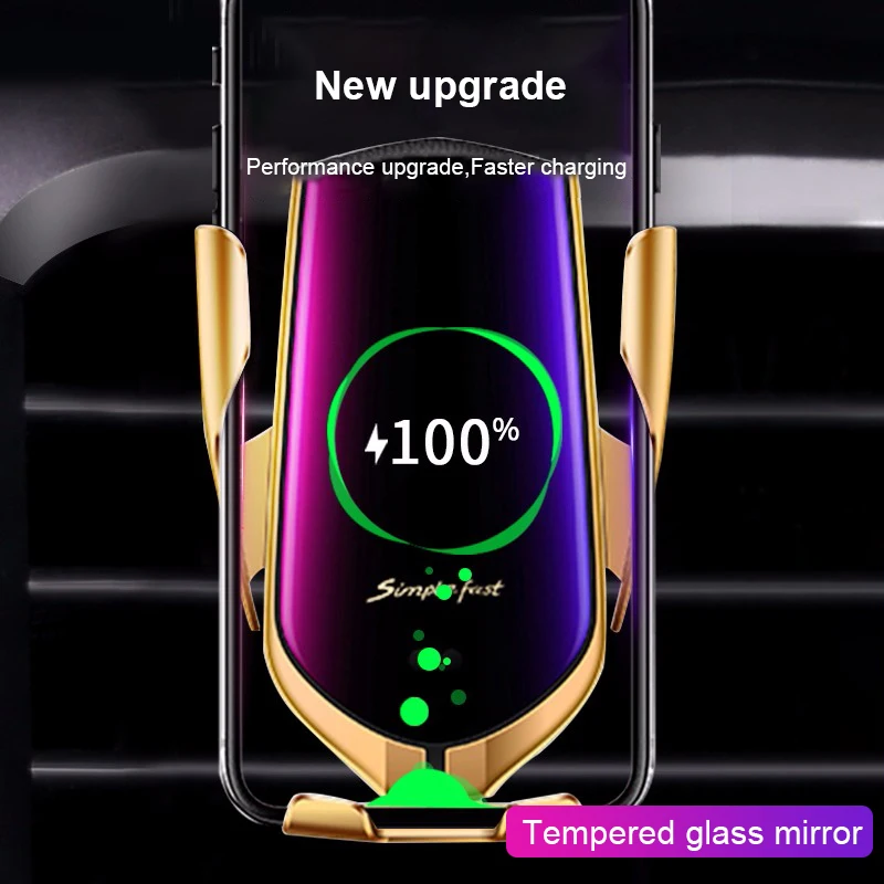  R1 Automatic Clamping 10W Wireless Charger Car Holder Smart Infrared Sensor Qi GPS Air Vent Mount M - 4000067269982