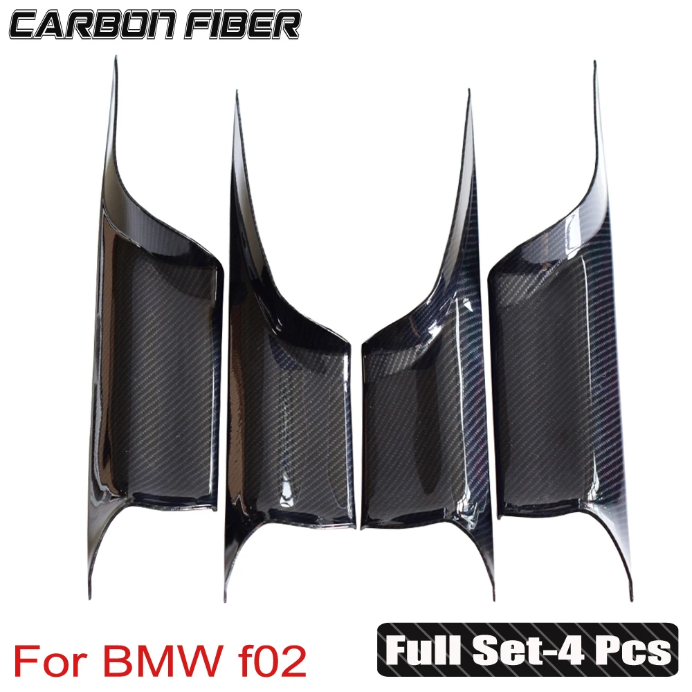 Fit For BMW f01 f02 7 Series 730 740 Carbon fiber ABS Plastic Car Interior Door Handle Sedan Panel Pull Protective Frame Cover - Цвет: Set-4pcs-carbon-F02