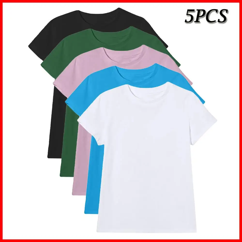 5PCS - D 5 шт., мужские Модные летние рубашки, красивые футболки для мальчиков размера плюс, хлопковые футболки с коротким рукавом, топы, chemise homme - Цвет: 5PCS - D