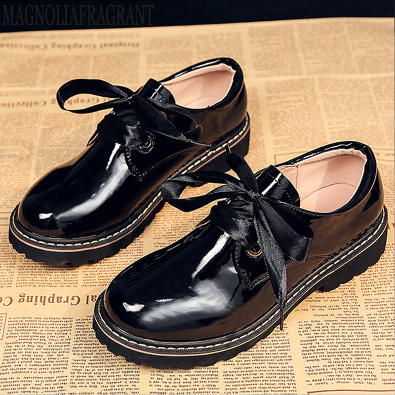 

2019 Spring Flats Women Shoes Loafers Patent Leather Elegant Low Heels Slip On Footwear Female Deep mouth single shoes y65