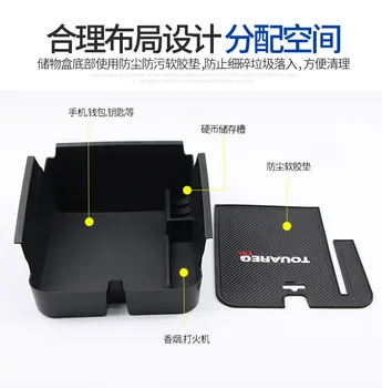 

ABS Armrest Box Storage Box Console with Mat for VW Touareg 2011-2017 Container Organizer Tray Accessories
