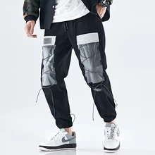 Уличная Мужская карго Брюки тренды Лоскутные мужские s Брюки Эластичный Талия черный зеленый серый M-3XL Pantalones Hombres