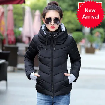 

women 2020 hooded winter jacket short cotton padded womens coat autumn casaco feminino inverno solid color parka stand collar