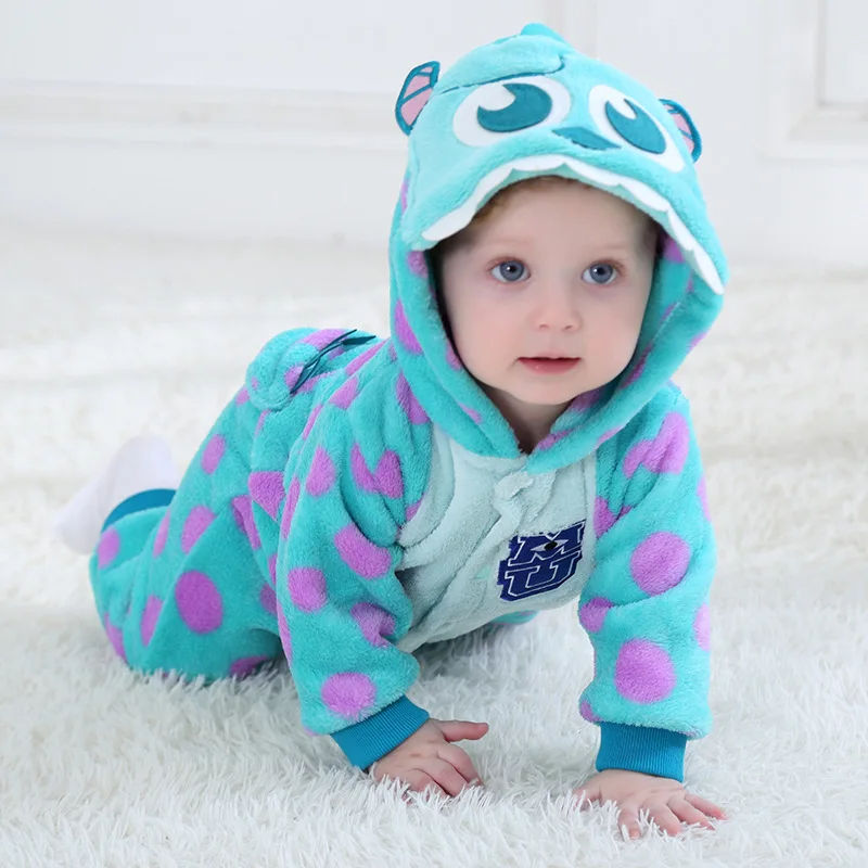 

Baby Cartoon Romper Newborn Hooded Infant Clothing Boy Girl Pajamas Animal Onesie Jumpsuit Stitch Costume Flannel Baby Rompers