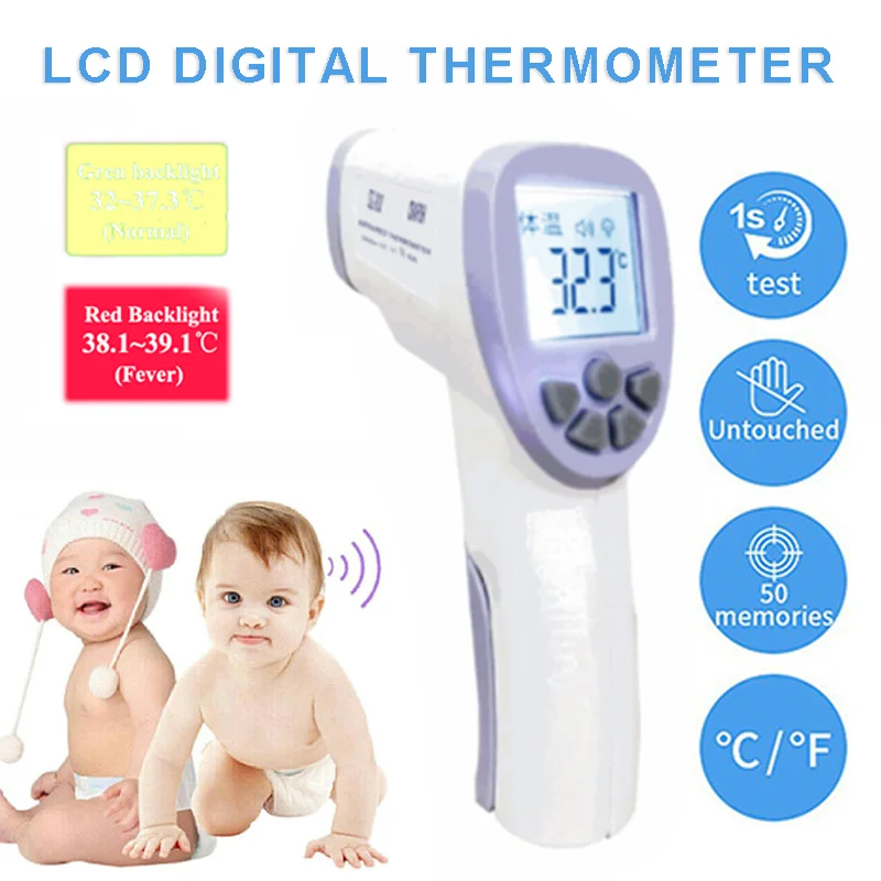 

Digital LCD Thermometer Infrared Temperature Meter Non-Contact Handheld IR Temp Tester Forehead Body Thermometer
