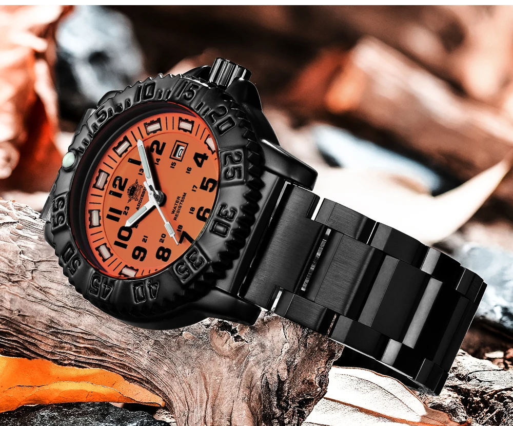 Addies Men Military Outdoor gear Watch 50m Waterproof Luminous Wristwatch relogios masculino Sport stainless steel Men's watches