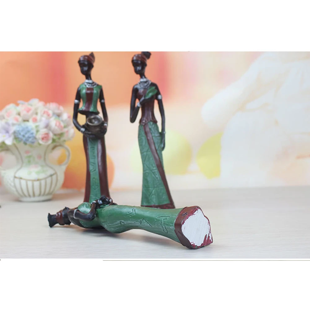

3 Pcs Craft Exquisite Gift Statue Handmade Table Home African Lady Display Exotic Decor Sculptures Resin Figurine