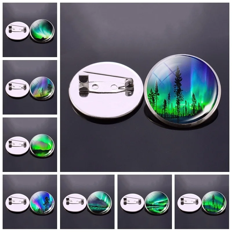 Colorful Northern Lights Brooch Pin Aurora Jewelry Charm Trees Shirt Corsage Bag Lapel Badge for Women Men | Украшения и