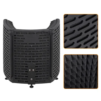 

Wind Screen Panel Recording Equipment Noise Reduction Sound Absorbing Cover ABS Microphone Isolation Shield Filter Foldable
