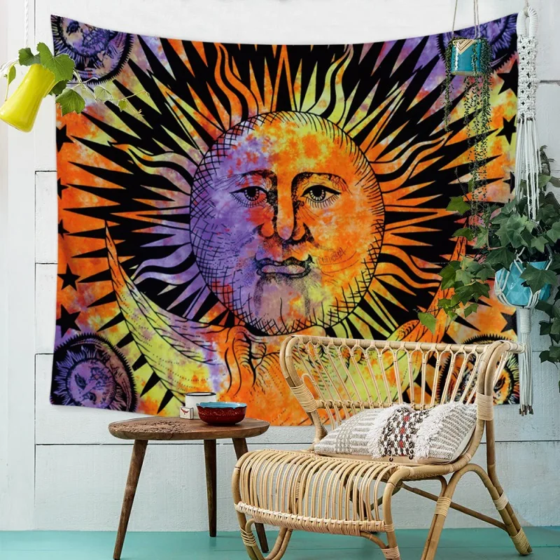 

Sun And Moon Witchcraft Tapestries Polyester Hippie Bohemian Home Boho Decor Mandala Psychedelic Wall Psychedelic Chakra Hanging