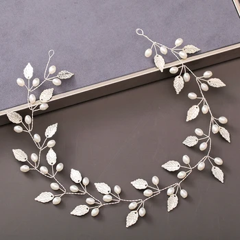 Pearl Rhinestone Women Headband Wedding Hair Accessories For Women Bride Tiara Headband Hair Jewelry Silver Color Hairband 5