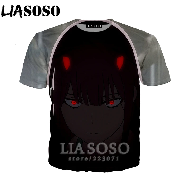 LIASOSO Darling In The Franxx Anime T Shirt 3D Print Men Women Sexy Girl ZERO TWO Tees Tops Men's Shirt Funny Pullover D001-03 (2)
