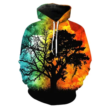 

Sunset Printing Hat Pocket Turtleneck Men's Tide Hat Men's Wear Men's Sweatshirts Printing Blouse hoodies