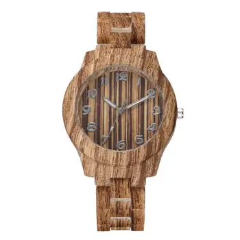 

HobbyLane Round Dial Fashion Simple Lady Imitation Wood Quartz Watch