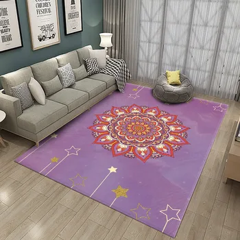 

Rectangle Carpet Purple Flower Mandala Style Printed Soft Carpets For Chair Mat Living Floor Home Anti-slip Rug Decor For Room