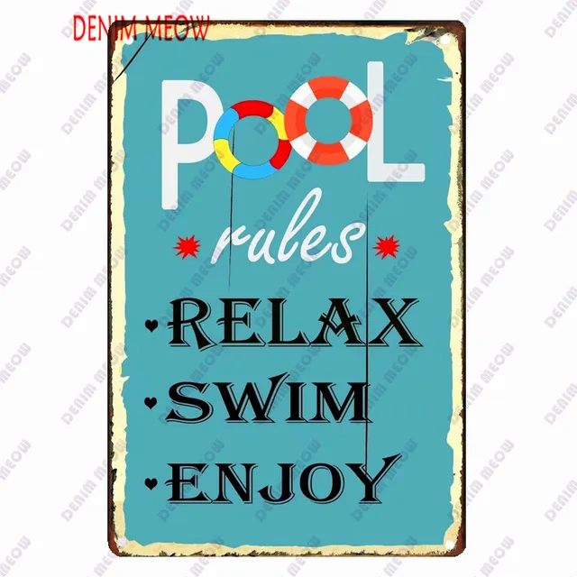 Beach Metal Sign Tin Vintage Summer Beach Plates Relax Metal Wall Sign Pool Tiki Bar Pub Seaside Ocean Happy Place Decoor WY161 11