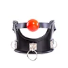 Bdsm Bondage Flirt Toys of Sex Slave Spong Leather Adjustable Collar with Silicone Open Mouth Ball Gag for Men Women Couples 1