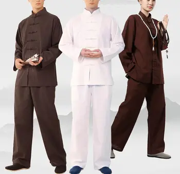 

Unisex cotton&linen Spring&Autumn&Winter zen lay meditation shaolin kung fu suits yoga clothing martial arts tai chi uniforms
