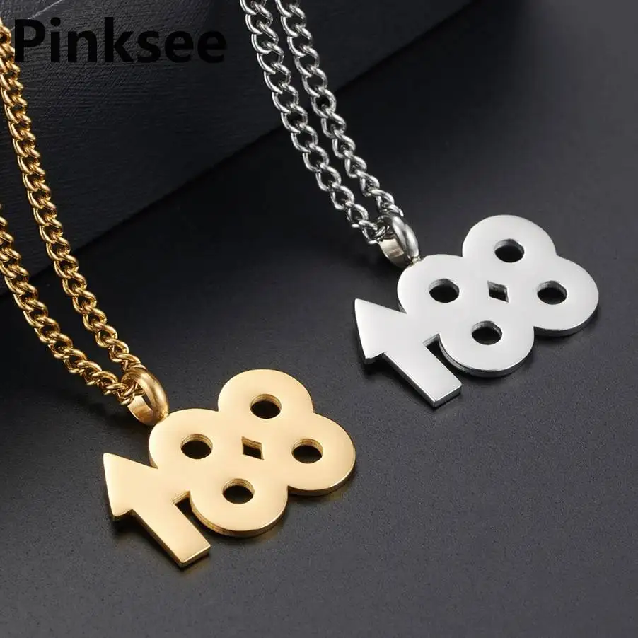 

Hip Hop Men rich brian with paragraph 88 up rising pendant Titanium Steel Necklace Clavicle Christian Jewelry Collier