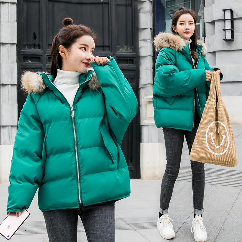 

Short Loose-Fit Versatile Comfortable Long Sleeve 2018 Winter New Style Solid Color Cotton-padded Clothes