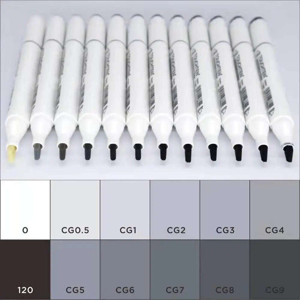 12Pcs Cool Grey TOUCHTEN 12/24 цветов Gery/Basic/цвет кожи двойная головка художественный маркер спирт эскиз Маркеры Ручка дизайн маркеры принадлежности - Цвет: 12Pcs Cool Grey
