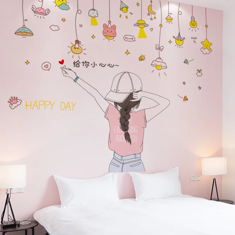 

[shijuekongjian] Cartoon Chandeliers Wall Stickers DIY Girl Light Bulbs Wall Decals for Kids Room Baby Bedroom Home Decoration