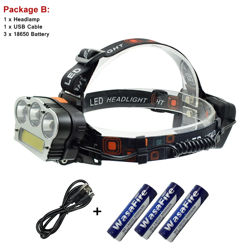 

Powerful Rechargeable Frontal LED Headlight Portable Waterproof Forehead Headlamp Rotatable 7 Mode Camping Exploring Torch Light