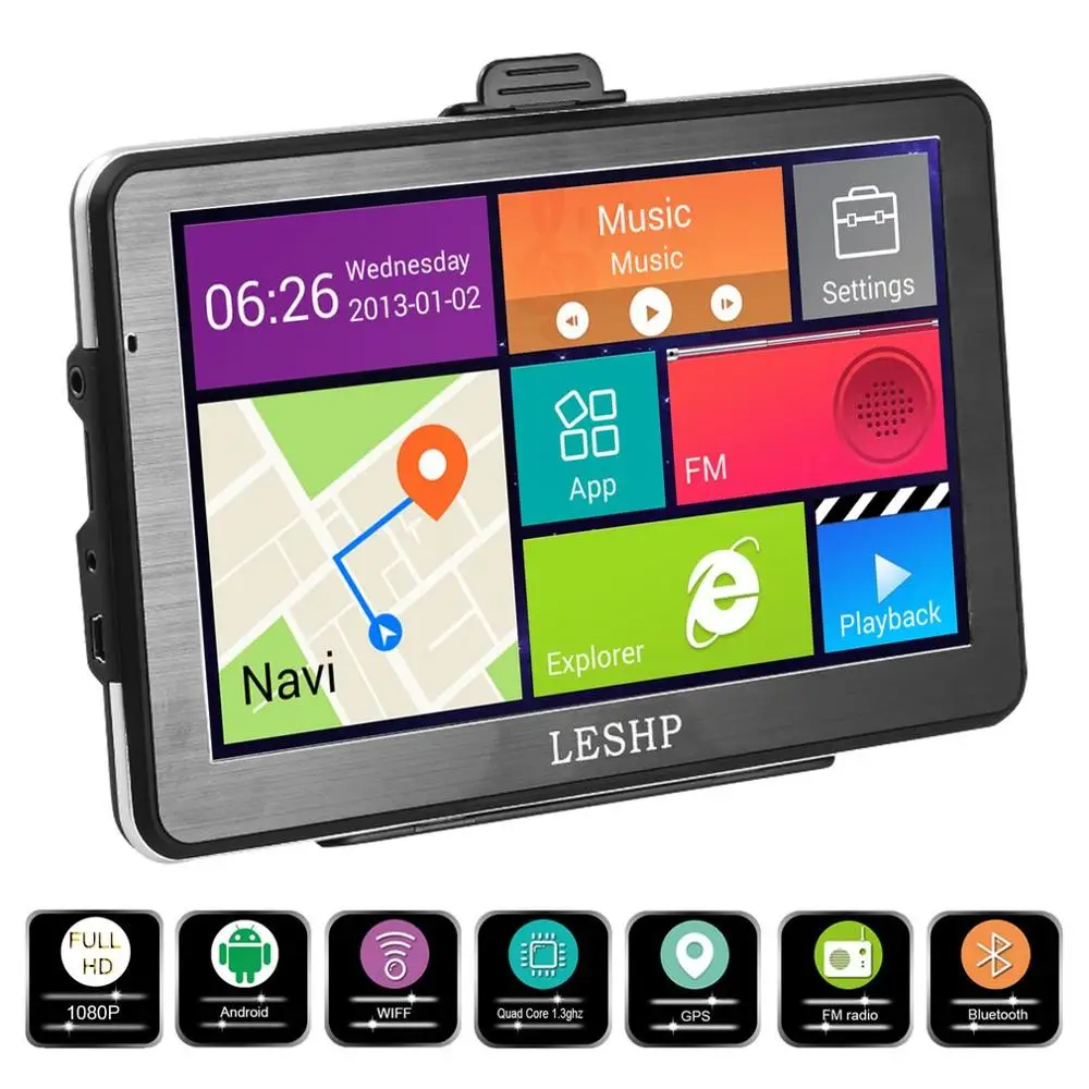  LESHP 7 zoll HD Auto GPS Navigation Android 8GB Quad-core Automobil 3D Navigator Smart Stimme Erinn