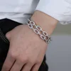 inner 56-58mm silver color micro pave clear cubic zirconia iced out bling cz cuban link chain bangle bracelet for women 1