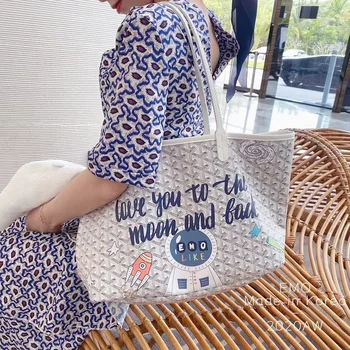 

Dog tooth bag 2020 new female bag graffiti shoulder bag portable tote bag handbag shoulder bag small square bag