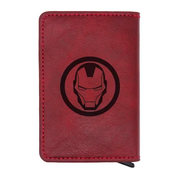 

Laser Engraving Classic Fashion Iron Man Rfid Card Holder Men Women Wallet Short Purse Pu Leather Slim Small Wallets